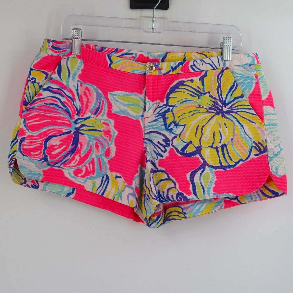 Lilly Pulitzer Women's Hot Pink Floral Shorts Size 10